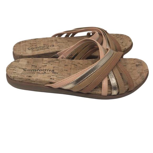 Cayce Leather Slide Sandals By Comfortiva - Picture 4 of 9